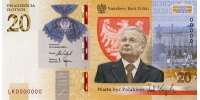 20 zł -  Lech Kaczyński - Warto być Polakiem- banknot kolekcjonerski w folderze